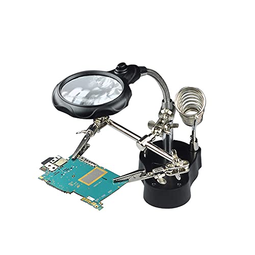 MAGIKON 3rd Helping Hand Magnifying Soldering Iron Stand, LED Magnifier,360 Degrees' Swivel, for Light Work According to The Size and Weight