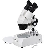 AmScope SE306-P Binocular Stereo Microscope, WF10x Eyepieces, 20X and 40X Magnification, 2X and 4X Objectives, Upper and Lower Halogen Lighting, Reversible Black/White Stage Plate, Pillar Stand, 120V