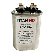 Load image into Gallery viewer, Packard POC15A Titan HD Oval Run Capacitor 15 MFD, 370 Volt
