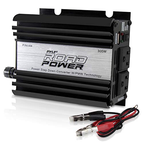 Pyle PINV44 Plug In Car 300 Watt 12V DC to 115 Volt AC Power Inverter with Modified Sine Wave and 5 Volt USB Outlet