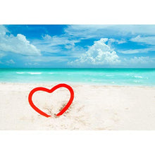 Load image into Gallery viewer, Yeele 7x5ft Seaside Beach Backdrop for Photography Ocean Sea Blue Sky White Cloud Background Red Heart Valentine&#39;s Day Lover Kids Adult Photo Booth Shoot Vinyl Studio Props
