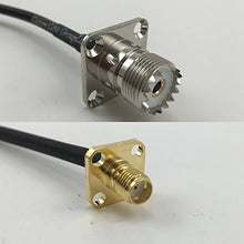 Load image into Gallery viewer, 12 inch RG188 UHF Female Flange to SMA FEMALE FLANGE Pigtail Jumper RF coaxial cable 50ohm Quick USA Shipping
