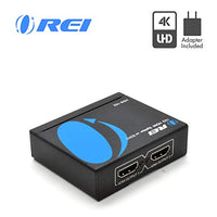 4K HDMI Splitter 1 in 2 Out by OREI - Ultra HD @ 30 Hz 1x2 Ver. 1.4 HDCP, Power HDMI Supports 3D Full HD 1080P for Xbox, PS4 PS3 Fire Stick Blu Ray Apple TV HDTV - Adapter Included