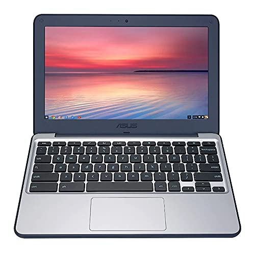 ASUS Chromebook C202SA-YS02 11.6in Ruggedized and Water Resistant Design with 180 Degree (Intel Celeron 4 GB, 16GB eMMC, Dark Blue, Silver) (Renewed)