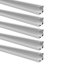 Load image into Gallery viewer, LED Aluminum Channel with Clear Cover, LightingWill 10 Pack 3.3Ft/1M V Shape Corner Mounted (Section Size:0.71&quot; x 0.71&quot;) Anodized Silver Channel System for &lt;12mm LED Strip Lights with Caps + Clips V03
