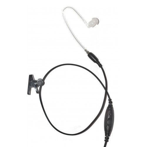 1-Wire Straight Acoustic Tube Earpiece Mic Inline PTT for Motorola EF Johnson (3 Year Warranty)