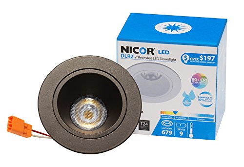 NICOR Lighting 2-Inch Dimmable 3000K LED Recessed Downlight for 2-Inch Recessed Housings, Oil-Rubbed Bronze (DLR2-10-120-3K-OB)