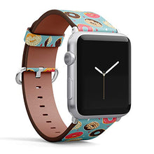 Load image into Gallery viewer, Compatible with Small Apple Watch 38mm, 40mm, 41mm (All Series) Leather Watch Wrist Band Strap Bracelet with Adapters (Cute Donuts Colorful Glazing)
