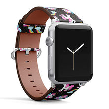 Load image into Gallery viewer, Compatible with Apple Watch Series 5, 4, 3, 2, 1 (Small Version 38/40 mm) Leather Wristband Bracelet Replacement Accessory Band + Adapters - Cute Unicorns Magical
