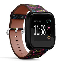 Load image into Gallery viewer, Replacement Leather Strap Printing Wristbands Compatible with Fitbit Versa - Hipsters Background with Fitbit TV, Boom Box, Sneaker

