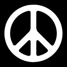 Load image into Gallery viewer, EvolveFISH Peace Symbol Weatherproof Vinyl Decal - [White][5&quot;]
