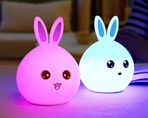 1Pc Soft Silicone USB LED Animal Night Light Cartoon Rabbit Lamp
