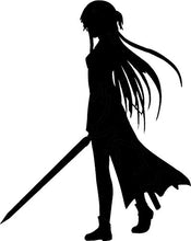 Load image into Gallery viewer, Asuna Yuuki Holding Sword Silhouette - Vinyl 5&quot; Tall (Color: Black) Decal Laptop Tablet Skateboard car Windows Stickers - by So Cool Stuff
