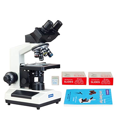 OMAX Lab Binocular Compound Microscope 40X-1600X w Blank Slides+Cover Slips+Lens Cleaning Paper