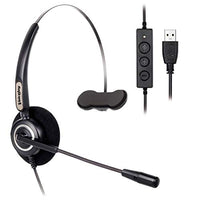 VoiceJoy Office Headset with USB Jack Business Noise Cancelling Headset with Microphone, Volume Control Mute Switch for Laptops PCs Computers