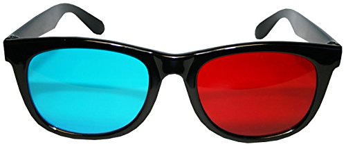 3D Plastic Glasses, Anaglyphic (red/Cyan) Lenses, Black Frames