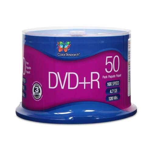 Color Research Cake Box DVD+R, 16X, 120 mins, 4.7GB, 50/Pk