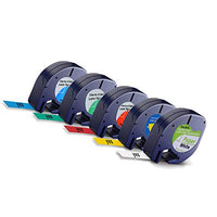 yenlok 5 Pack Compatible Dymo LetraTag Refills Paper Plastic Tape 91331 91332 91333 91334 91335, 12mm (1/2