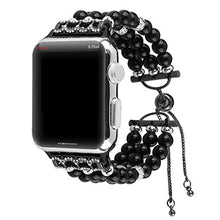 Load image into Gallery viewer, Juzzhou Bands For Apple iWatch Sport Edition Series 1 2 3 4 Replacement Faux Pearl Natural Bling Stone Agate Wrist Guard Strap Band Wristband Wriststrap With Adapter For Women Girls Black 38mm 40mm
