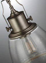 Load image into Gallery viewer, Feiss P1354SN Hobson Glass Pendant Lighting, Satin Nickel, 1-Light (8&quot;Dia x 12&quot;H) 75watts
