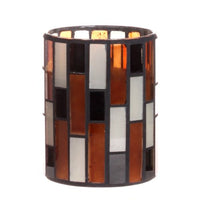 Home Impressions Multi Color Tiled Pattern Mosaic Glass with Flameless Led Candle with Timer