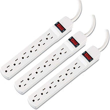 Load image into Gallery viewer, (3 Pack Value Bundle) IVR73306 Six-Outlet Power Strip, 6-Foot Cord, 1-15/16 x 10-3/16 x 1-3/16, Ivory
