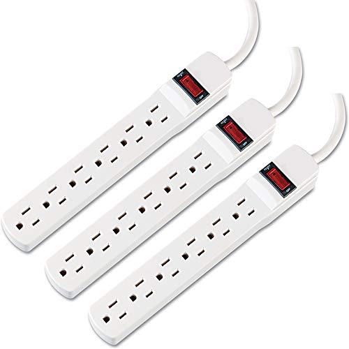 (3 Pack Value Bundle) IVR73306 Six-Outlet Power Strip, 6-Foot Cord, 1-15/16 x 10-3/16 x 1-3/16, Ivory