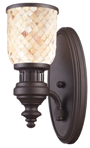 Elk 66430-1 Chadwick 1-Light Sconce, 13-Inch, Oiled Bronze And Cappa Shell