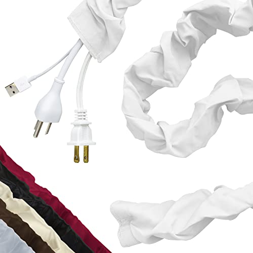 Cordinate Fabric Cord Cover, 6 ft, Hides Cables, Great for Lamps, Light Fixtures, and Desks, Cable Management, Easy Installation, Eggshell White, 40723
