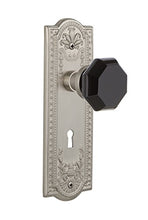 Load image into Gallery viewer, Nostalgic Warehouse 721693 Meadows Plate with Keyhole Passage Waldorf Black Door Knob in Satin Nickel, 2.75
