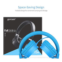 Load image into Gallery viewer, gorsun Lightweight Stereo Folding Wired Headphones for Kids Adults Adjustable Headband Headset for Cellphones Smartphones iPhone Laptop Computer Mp3/4 Earphones(Blue)
