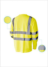 Load image into Gallery viewer, L&amp;M Hi Vis T Shirt ANSI Class 3 Reflective Safety Lime Orange Short Long Sleeve HIGH Visibility (XL, Lime_L)
