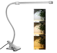 10W LED Clip on Light, Desk Lamps with 3 Modes & 2M USB Cable 10 Levels Dimmer Clamp Lamp (Silver)