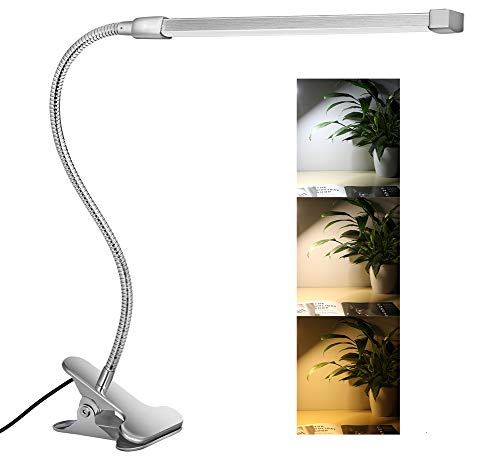 10W LED Clip on Light, Desk Lamps with 3 Modes & 2M USB Cable 10 Levels Dimmer Clamp Lamp (Silver)