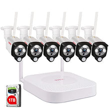 Load image into Gallery viewer, [3MP&amp;2 Way Audio] Tonton HD Security Camera System Wireless,8CH 5MP NVR with 1TB HDD and 6PCS 3MP Outdoor Bullet Cameras with PIR Sensor,Floodlight,Plug and Play,Easy Installation(White)
