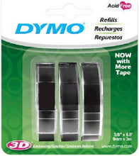 Load image into Gallery viewer, Dymo 1741670 3 Pack Black 3/8&quot; x 9.8&#39; ft Embossing Tape Refills - Quantity 66
