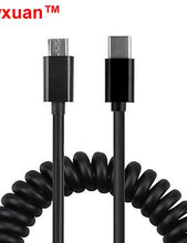 Load image into Gallery viewer, 10Gbps USB-C 3.1 Type C Male to Micro USB Male Spring Data Cable for Tablet / Mobile Phone , black-1 m
