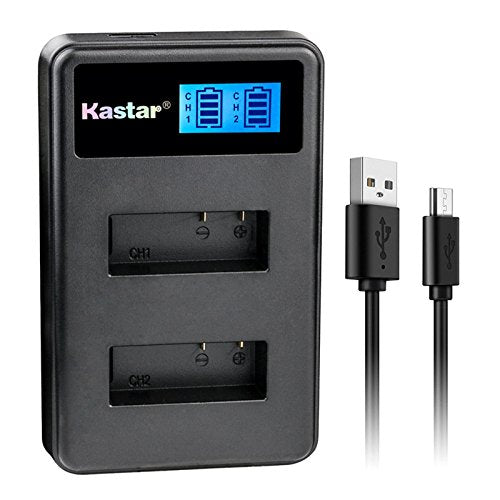 Kastar LCD Dual USB Charger for Eken PG1050 SJCAM SJ4000B & Evolveo Sportcam W7 Evolveo Sportcam W8 QUMOX SJ4000 QUMOX SJ4000 WiFi QUMOX SJ5000 QUMOX SJ5000 WiFi QUMOX SJ6000 SJCAM M10