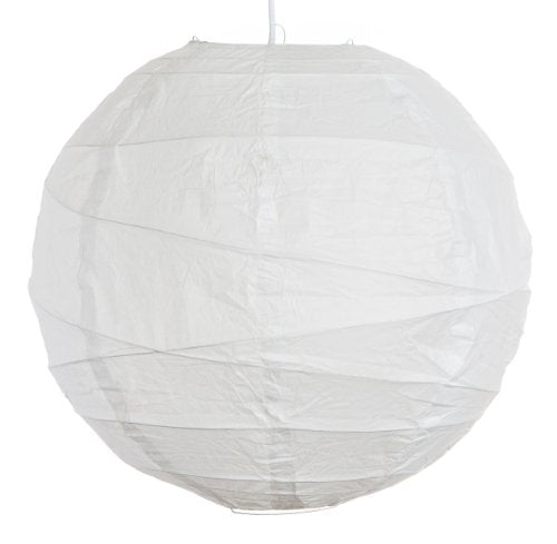 (Set of 3) White Paper Lanterns (10 Inch, Irregular Ribbed Paper Lanterns)