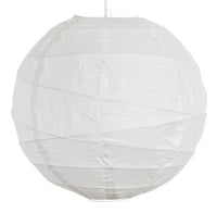 (Set of 3) 16 Inch White Paper Lanterns - Irregular Ribbed Round Lanterns