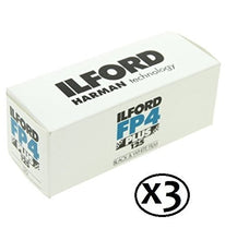 Load image into Gallery viewer, 3 X Ilford FP4 Plus, Black and White Print Film, 120 (6 cm), ISO 125 (1678169)
