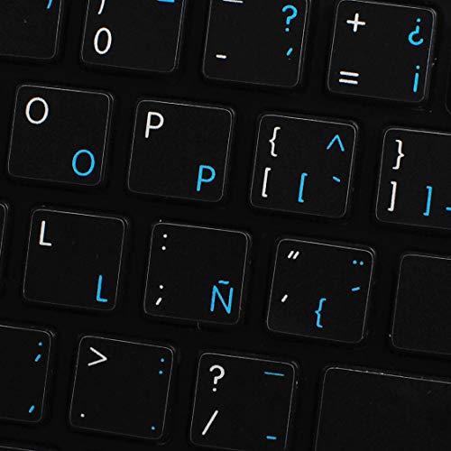 MAC NS Spanish - English Non-Transparent Keyboard Decals Black Background for Desktop, Laptop and Notebook
