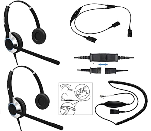 Headset Training Solution (Includes 2 x TruVoice HD-550 Premium Double Ear Headsets with Noise Canceling Microphone,Training Cord and Smart Lead - Works with 99% of Phones with RJ9 Headset Port)