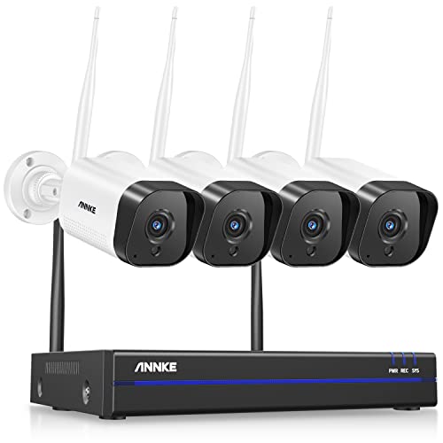 [Upgraded 2k] ANNKE 3MP Wireless Security Camera System, 8 Channel 5MP WiFi NVR with 4Pcs 3MP Weatherproof IP Cameras, Work with Alexa, 100ft Night Vision, Smart Motion Alerts, NO Hard Drive-WS300