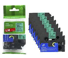 Load image into Gallery viewer, 6/Pack LMe761 Premium 1.5&quot; Black Print on Green Label Tape, Compatible with Brother TZe-761 P-Touch Tape 36mm Laminated Replacement Label Tape.
