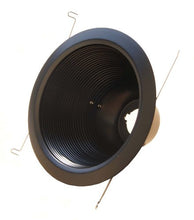 Load image into Gallery viewer, 6&quot; Deep Self Flange Air-Shut Baffle Trim for Line Voltage Recessed Light-Black
