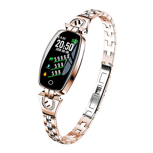 H8 Fashion Luxury Women Bracelet Smart Watch with Heart Rate Monitor Blood Pressure Pedometer Sleep Sport Activity Tracker Watch (Gold)