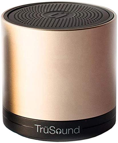 TruSound Portable Wireless Bluetooth Speaker - Mini Bluetooth Speaker with Microphone, Loud Subwoofer Speaker Sound, Portable Speaker for Computer, Party, Outdoors, Indoors (Gold)