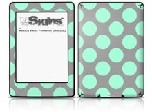 Load image into Gallery viewer, Kearas Polka Dots Mint and Gray - Decal Style Skin fits Amazon Kindle Paperwhite (Original)
