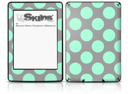 Kearas Polka Dots Mint and Gray - Decal Style Skin fits Amazon Kindle Paperwhite (Original)